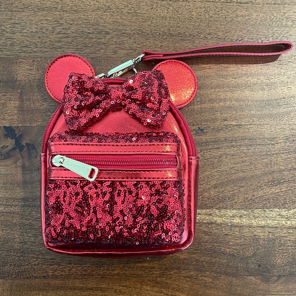 Loungefly Disney Parks Red Sequin Mini Backpack Wristlet